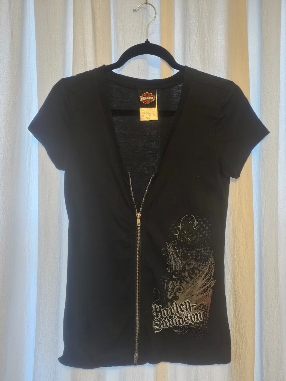 Harley Davidson Women’s M Black Full Zip Graphic Tee Smoky Mountain 2015